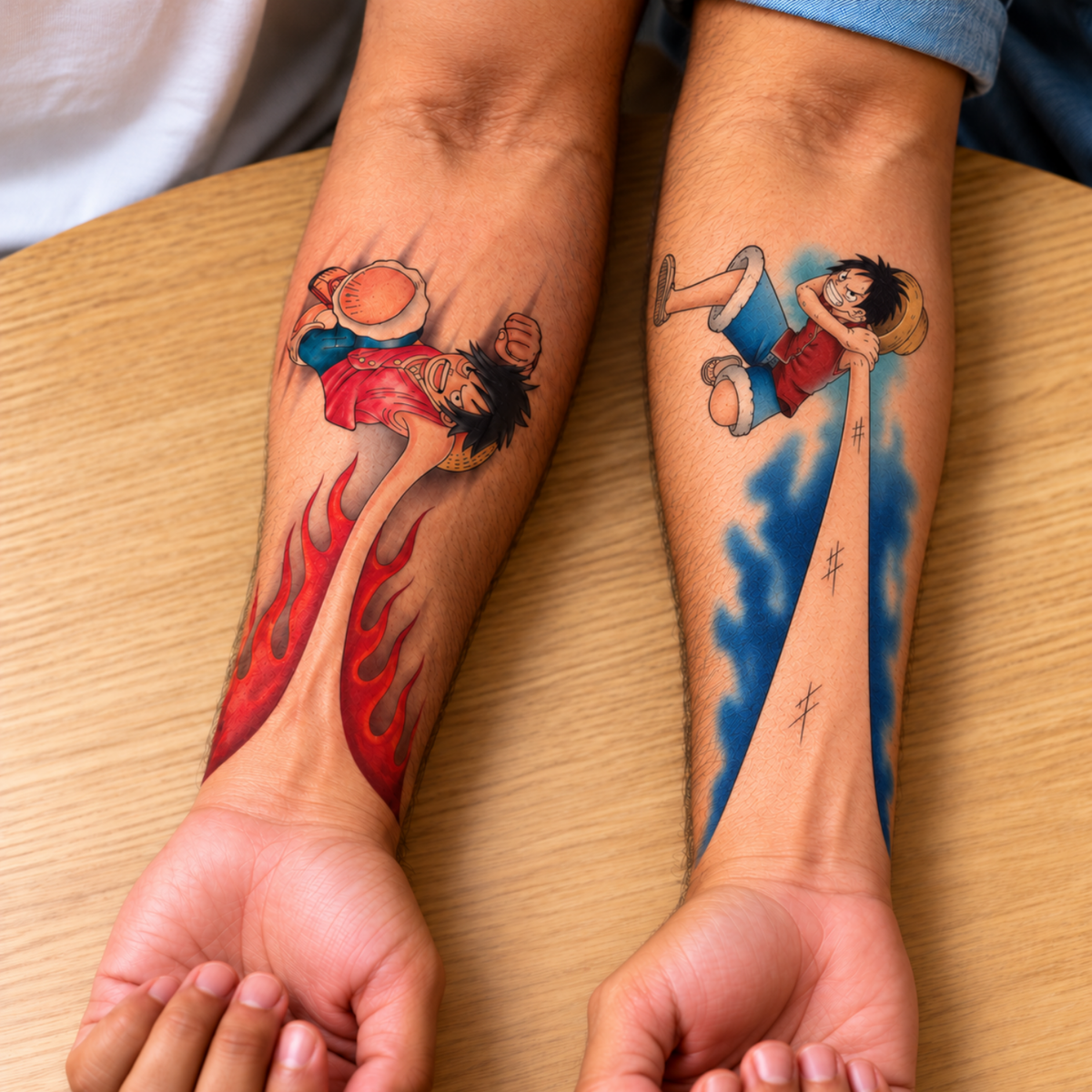 One Piece Luffy Tattoo (Plant-Based Ink)