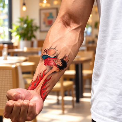 One Piece Luffy Tattoo (Plant-Based Ink)
