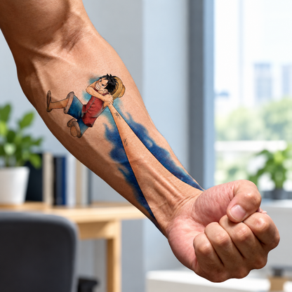 One Piece Luffy Tattoo (Plant-Based Ink)