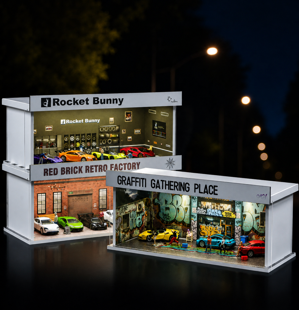 1:64 Scale Simulation Garage Rocket Rabbit Miniature Scene