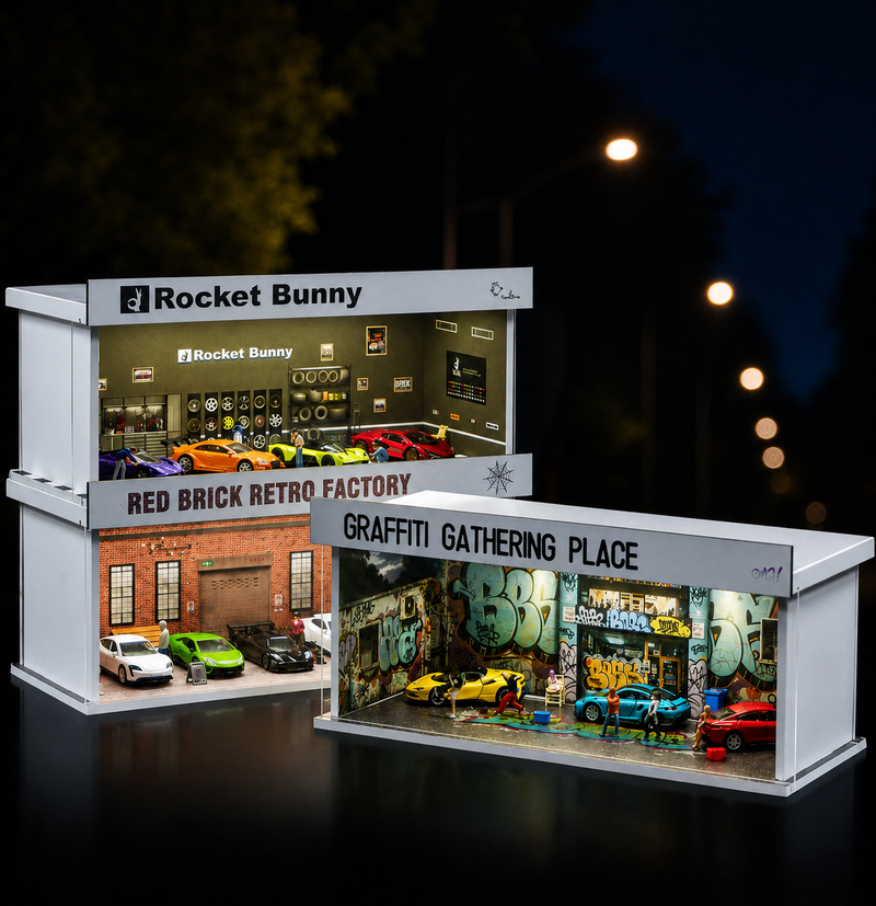 1:64 Scale Simulation Garage Rocket Rabbit Miniature Scene
