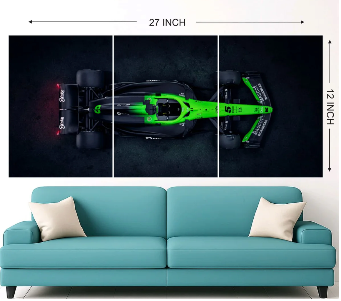 F1 Racing Car 3 Panel Split Wall Poster (27 x 12 Inch)