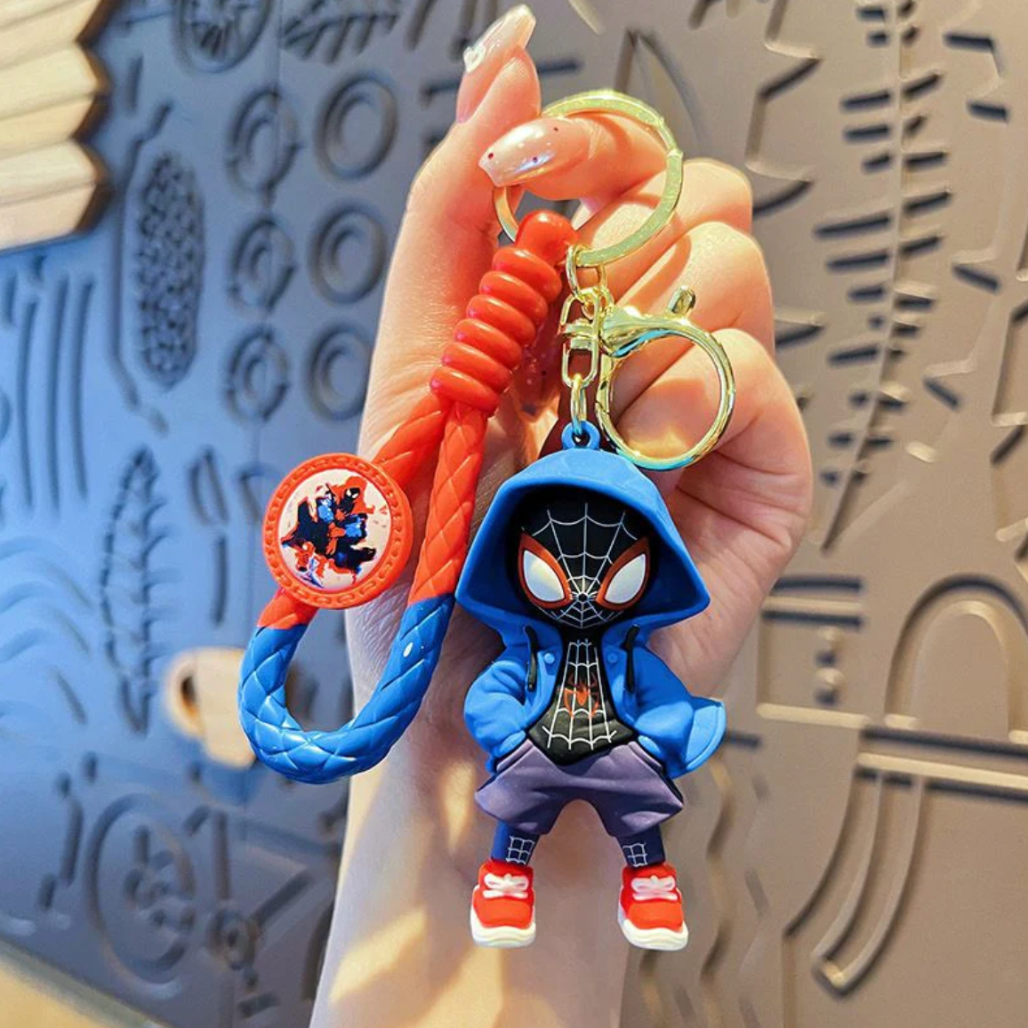 Miles Morales Spider-Man Rubber Keychain (Blue Hoodie Edition)