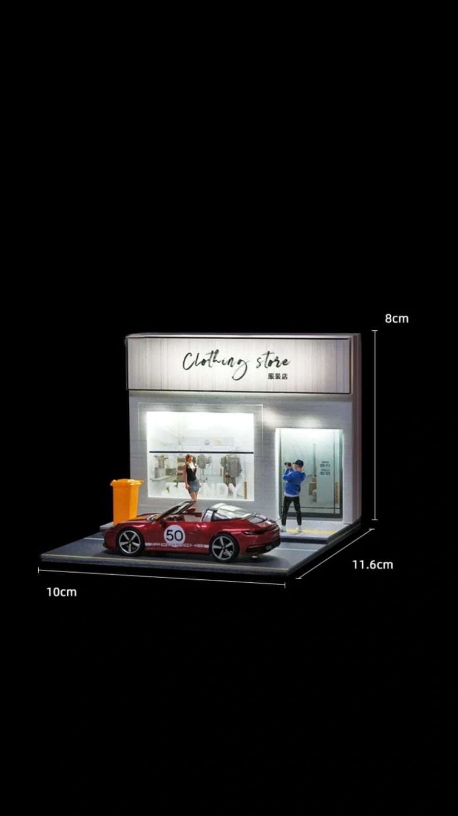 1:64 Scale Clothing Store Parking Miniature Scene (No Car & No Figures)