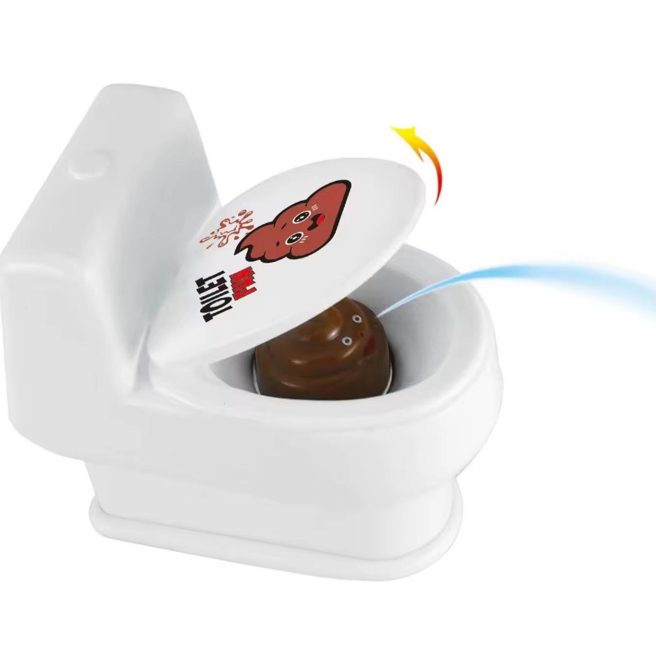 Water spraying toilet with poop - prank toy