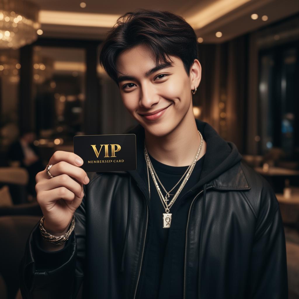 Model holding VIP Membership card