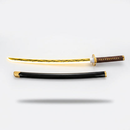 Zenitsu LED Nichirin wooden katana with scabbard — clean product shot